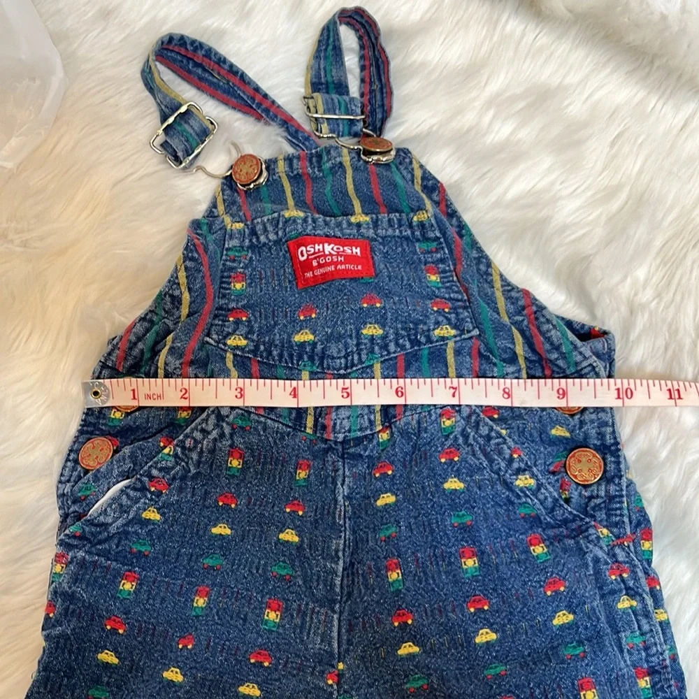 Vintage Oshkosh B’Gosh Car  Overalls Shirt Set Size 6-9 Months USA